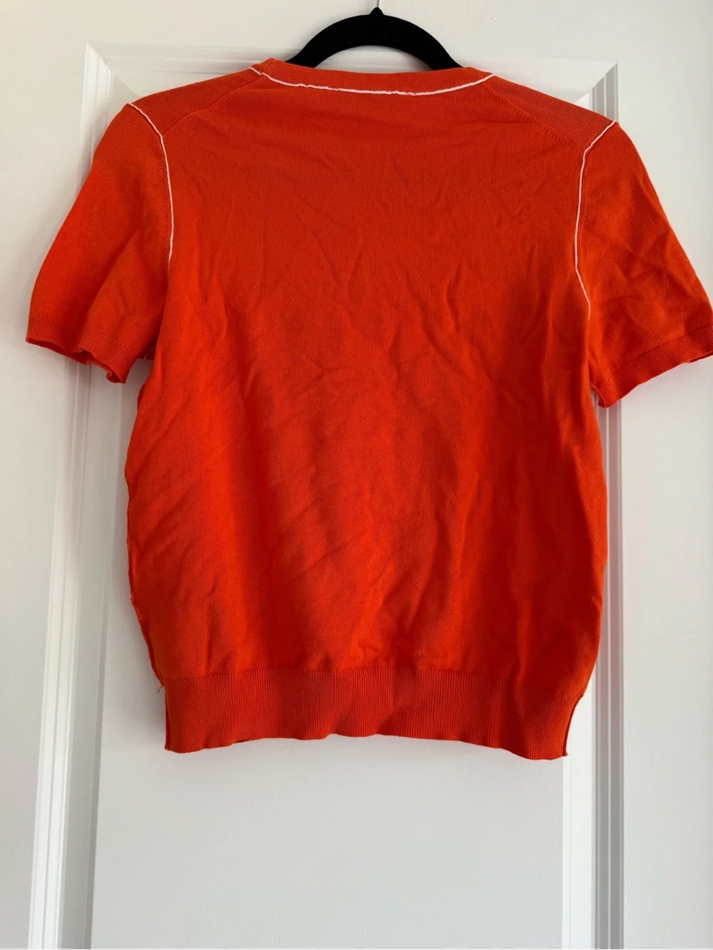 ZARA Red Orange Short-Sleeve Crewneck Top